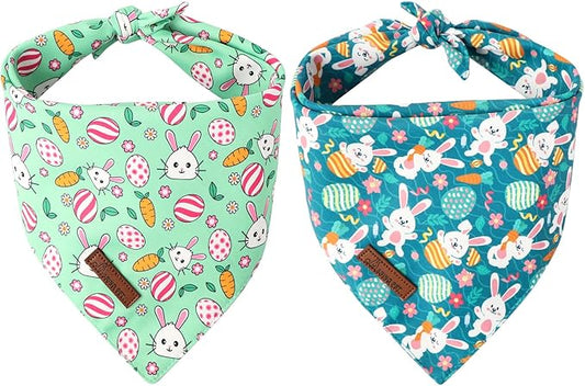 ARING PET Easter Dog Bandana 2 Pack-Cute Green Easter Eggs Dog Bandanas by ARINGPET