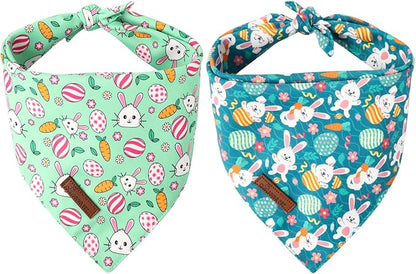 ARING PET Easter Dog Bandana 2 Pack-Cute Green Easter Eggs Dog Bandanas by ARINGPET