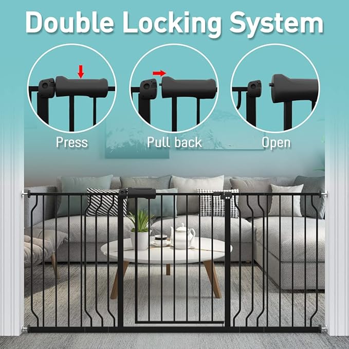 WAOWAO Baby Gate 76.38-81.10" Extra Wide Pressure Mounted Walk Through Swing - Image 4