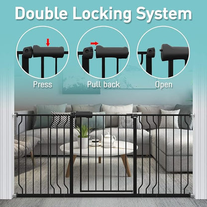 WAOWAO Baby Gate 76.38-81.10" Extra Wide Pressure Mounted Walk Through Swing - Image 4