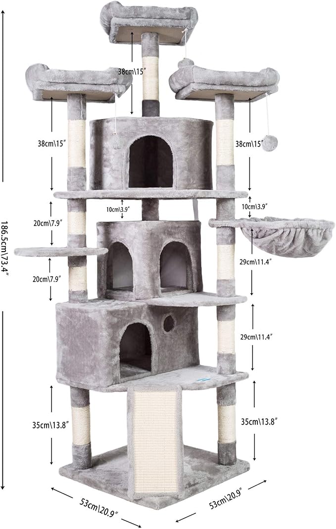 Hey-brother XL Size Cat Tree, 73.4 inch Cat Tower - Image 7