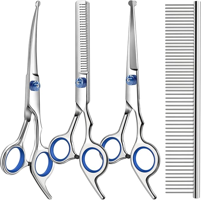 Professional 4 in 1 Dog & Cat Grooming Scissors Kit by Unknown