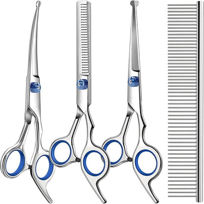Professional 4 in 1 Dog & Cat Grooming Scissors Kit by Unknown
