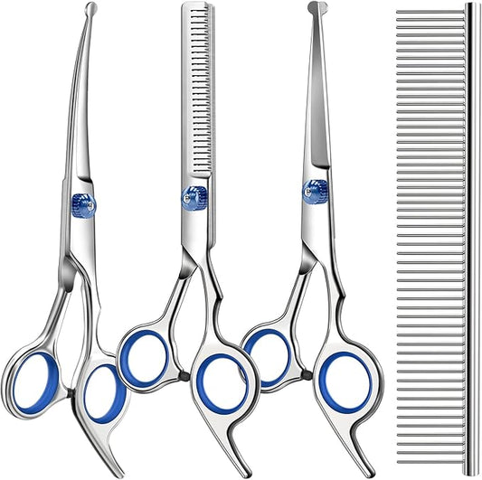 Professional 4 in 1 Dog & Cat Grooming Scissors Kit by Unknown