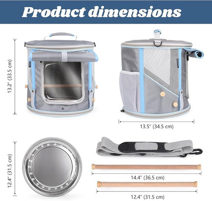 Bird Travel Carrier Cage for Small to Medium Size, Portable Parrot Parakeet - Image 2