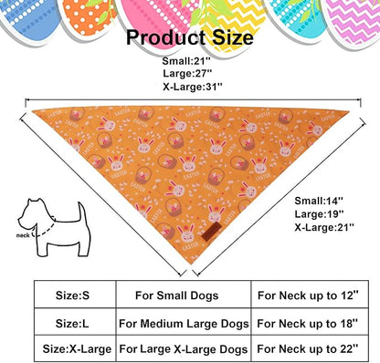 PTDECOR Easter Dog Bandana 2 Pack, Reversible Rabbit Carrot Dog Scarf - Image 4