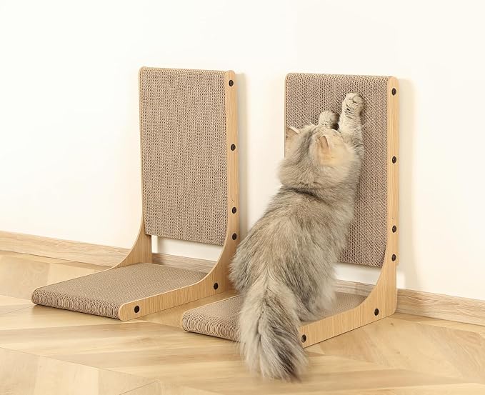 Zakkart 2-Pack Cat Scratching Board, 19.7'' Tall Cardboard L Shape Vertical Cat - Image 6