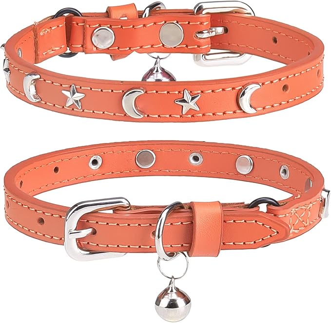 Leather Cat Collars for Boy Girl Cats by DILLYBUD