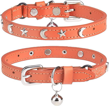Leather Cat Collars for Boy Girl Cats by DILLYBUD