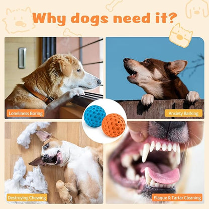 HIPPIH Indestructible Squeaky Dog Toys, Interactive Dog Balls 2 Pack, Chew Toys - Image 4