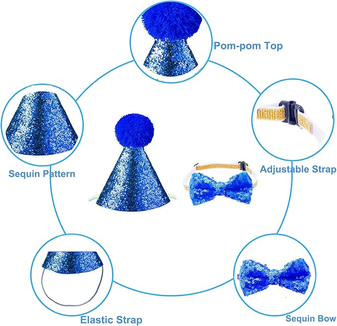 Christmas Pet Party Jazz Hat and Blingbling Bow Tie Breakaway Collar Set - Image 3