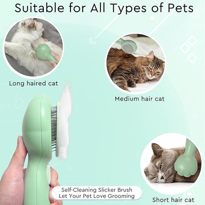 GJEASE Cat Grooming Glove Brush, Self-Cleaning Slicker Pet Brush - Image 4