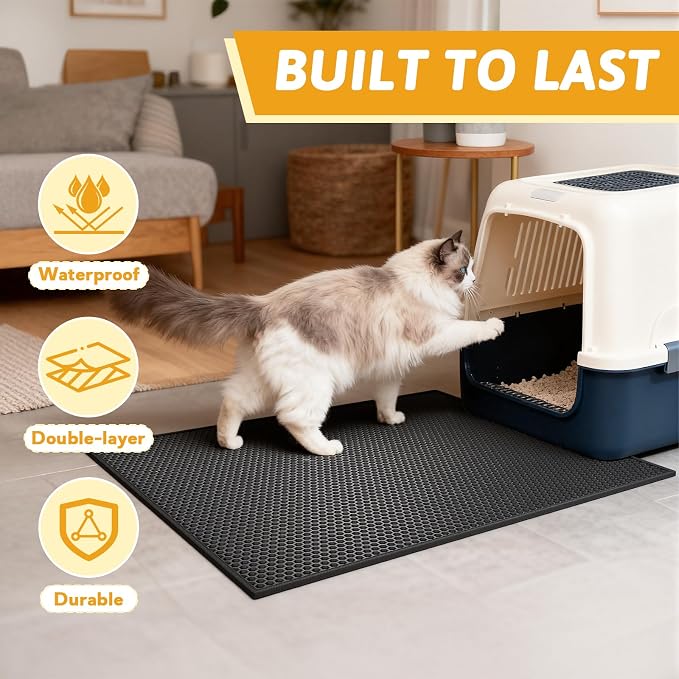 Pieviev Cat Litter Mat Double Layer Waterproof Urine Proof Trapping Mat 1 Pack) - Image 7