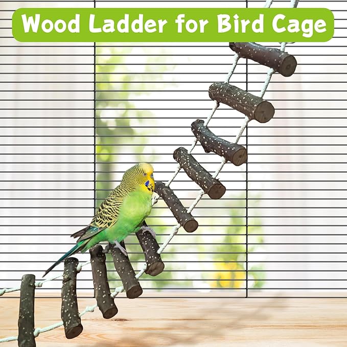BNOSDM Wooden Bird Ladders Parrot Bridge Rope Ladder Bird Toy Pet Climbing - Image 6