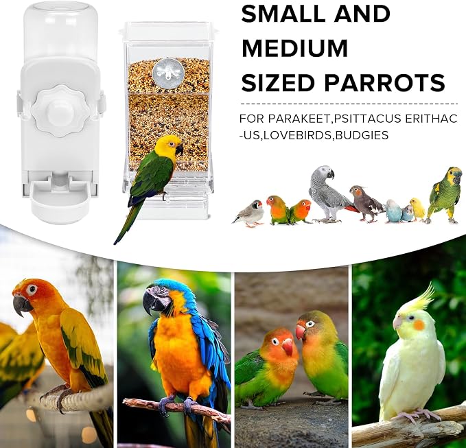 No Mess Bird Feeder Water Dispenser Set, Parakeet Cage Accessories, Bird Feeder - Image 4
