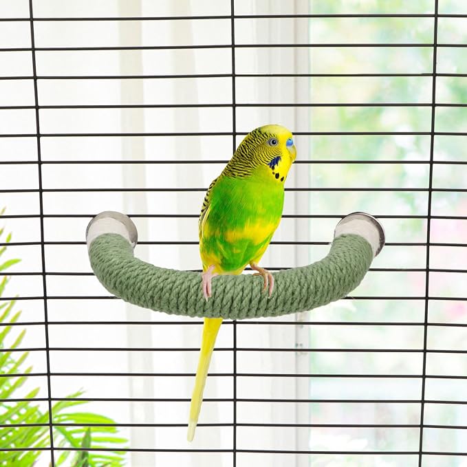 Hypeety Bird Perches Parrot U Shape Natural Wood Hemp Rope Stand Perch Bird - Image 6
