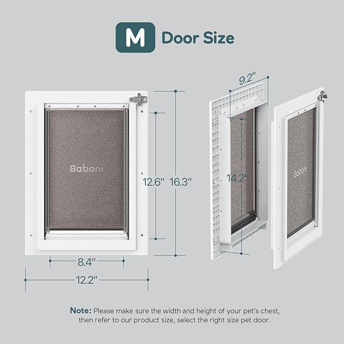 Baboni 3-Flaps Pet Door for Interior and Exterior Doors, Durable Plastic Frame - Image 4