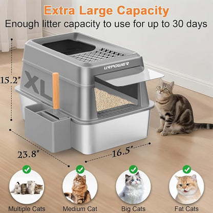 URPOWER Stainless Steel Cat Litter Box - Image 3