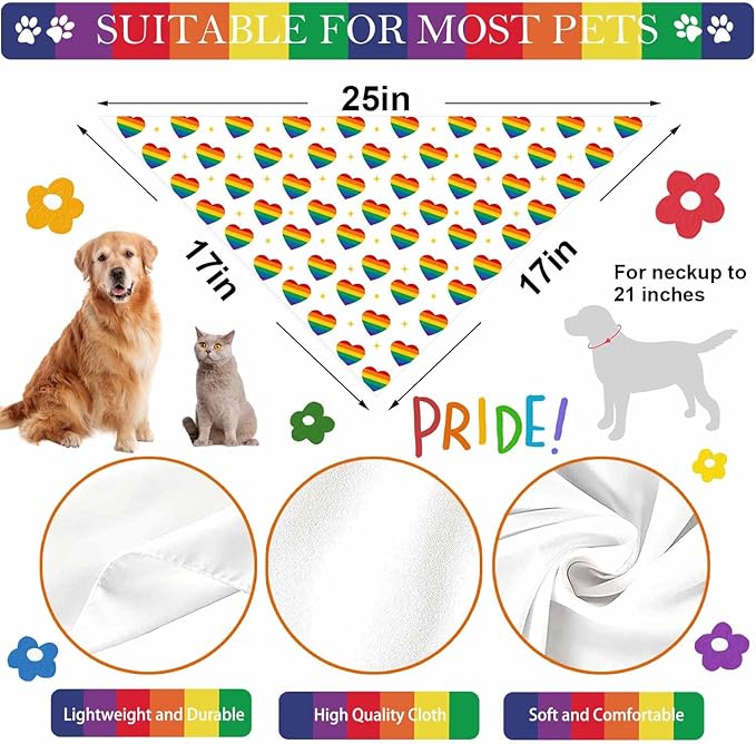 Rainbow Dog Bandanas Love is Love Pride Triangle Bibs Dog Paw Pet Scarf - Image 7