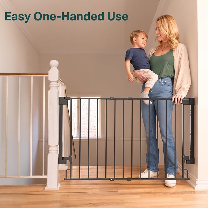 Cumbor 29.2–43" Baby Gate for Stairs, Wall-Mounted, Expandable No Bottom Bar - Image 8