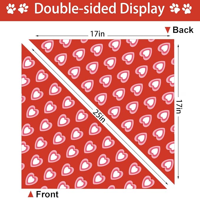 Valentine's Day Dog Bandana, 2 Pack Adjustable Holiday Party Birthday Pets - Image 4
