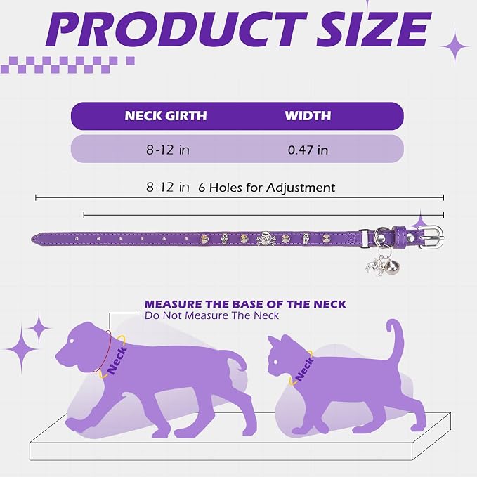 EXPAWLORER Leather Cat Collar for Girl Boy- Adjustable Pet Collar - Image 2