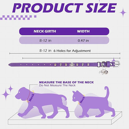 EXPAWLORER Leather Cat Collar for Girl Boy- Adjustable Pet Collar - Image 2