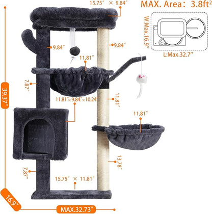 Heybly Cat Tree, 39.4 Inches Tower Condo - Image 6