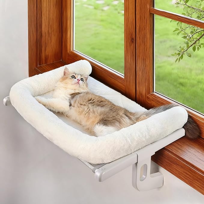 Cat Window Sill Perch with Large Bolster, Pet Hammock Bed by Zoratoo
