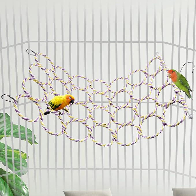 Wontee Bird Rope Climbing Ladder Parrot Hanging Swing Perch - Image 3