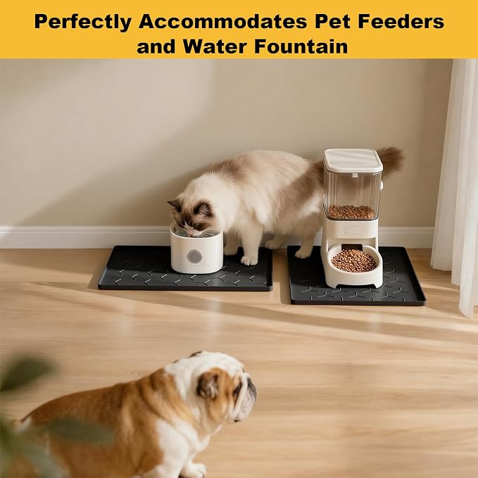 Pieviev 16''x12'' Dog Cat Food Bowl Mat, Silicone Waterproof Food Grade Pet - Image 7