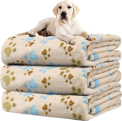 Rezutan Dog Blanket for Large Dogs, Upgraded 3 Pack Dog Cat Flannel Blankets by Rezutan
