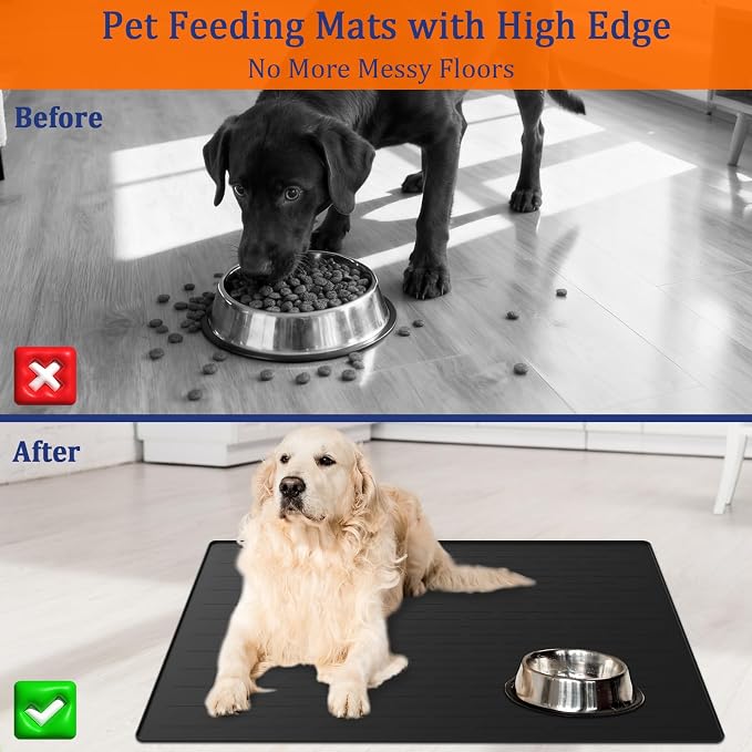 31.8"x23.8" Extra Large Pet Food Mat, Silicone Dog Mats - Image 3