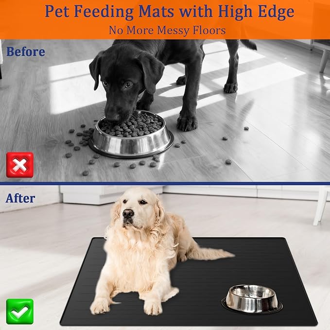 48"x32" Extra Large Pet Food Mat, 1.5MM Super Thick Silicone Dog Mats - Image 3