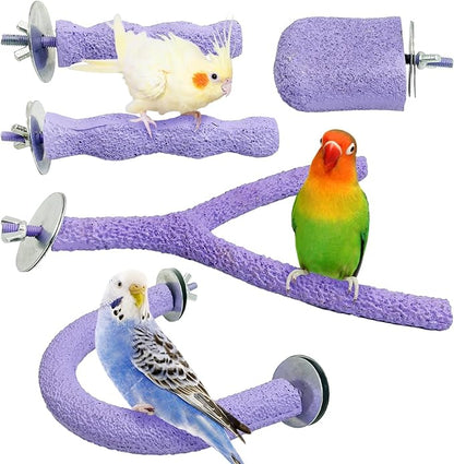 PINVNBY 5 Pack Bird Perch Resin Bird Beak Grinding Stone Parrot Cage Stand by PINVNBY