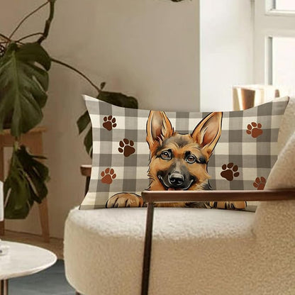 German Shepherd Dog Lumbar Decorative Throw Pillow Cover 12x20, Rectangular Paw - Image 5