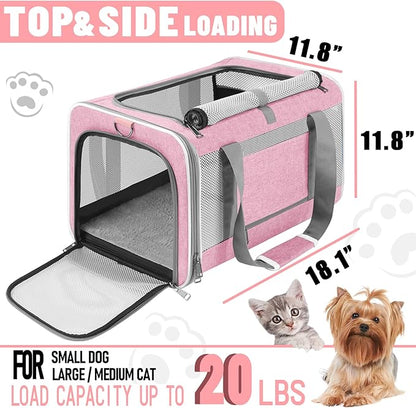 Cat Carrier 20lbs Top Open/Soft Sided Small Pet Dog Travel Carrying - Image 2
