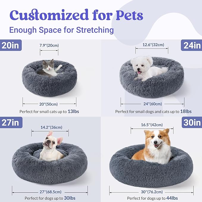 rabbitgoo Dog Bed for Small, 24 inches Machine Washable, Fluffy Donut Pet Bed - Image 5
