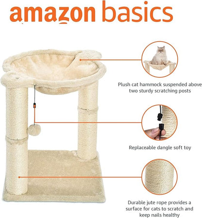 Amazon Basics Cat Tower with Hammock Bed and Scratching Post - Image 2