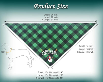 Christmas Dog Bandanas 2PCS-XLarge, Classic Plaid Triangle Holiday Scarf - Image 2