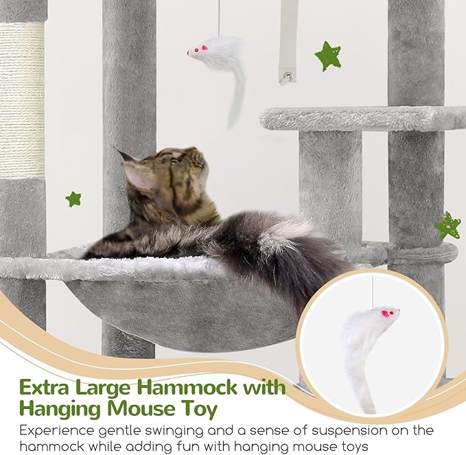 Globlazer Heavy Duty Cat Tree, 70 inch Sturdy Cat Tree - Image 3