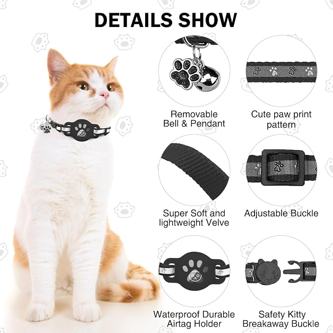Airtag Cat Collar Breakaway, Reflective Kitten Collar - Image 5