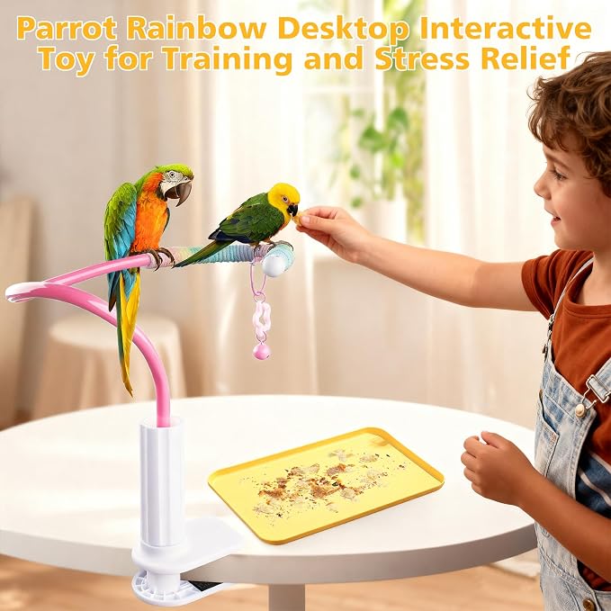 Bird Perch Stand, Bendable Desktop Parrot Training Stand - Image 5
