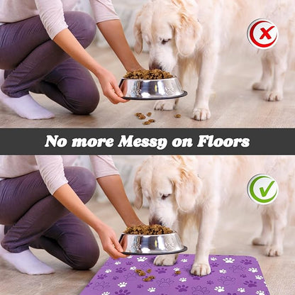 Dog Food Mat, Absorbent Water Bowl Mats Cat Pet Feeding Placemats 12 * 20 inch - Image 5