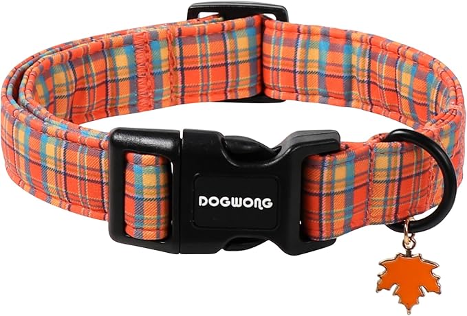 DOGWONG Fall Maple Dog Collar- Cute Classic Fall Autumn Flower Dog Collars by DOGWONG