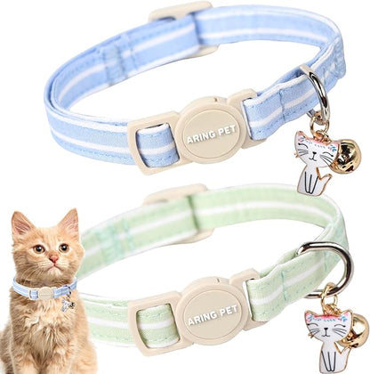 ARING PET 2 Pack Cat Collar-Cute Cotton Cat Collar Breakaway by ARINGPET