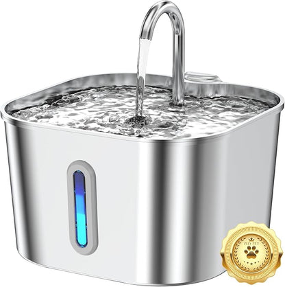 Cat Water Fountain Stainless Steel, 74oz/2.2L Cat Fountain by Vekonn