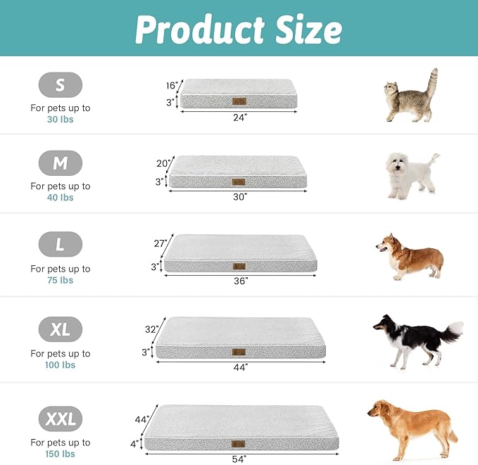 Dog Crate Bed for Medium Small Size Dogs, Rectangular Orthopedic Dog Beds - Image 4