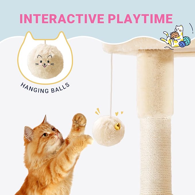 Allewie 29 Inches Cat Tree Tower/Plush Perches Platform/Condo/House/Sisal - Image 6