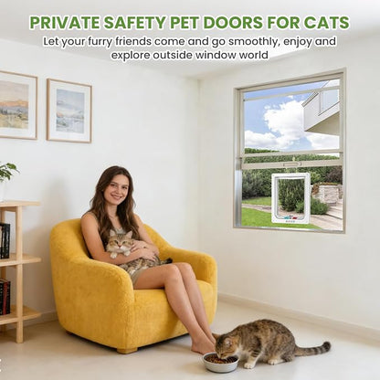 Cat Door for Window, 4 Locking Modes for Safety Cat Window Door, Fits 14"-24" - Image 9